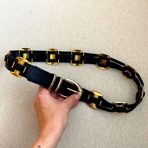 Black leather and gold belt